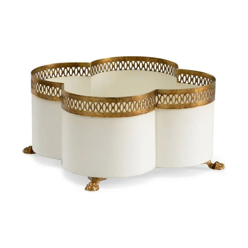 Tracery Porcelain Flower Stem Cachepot - LOOMLAN - Chelsea House - Planters