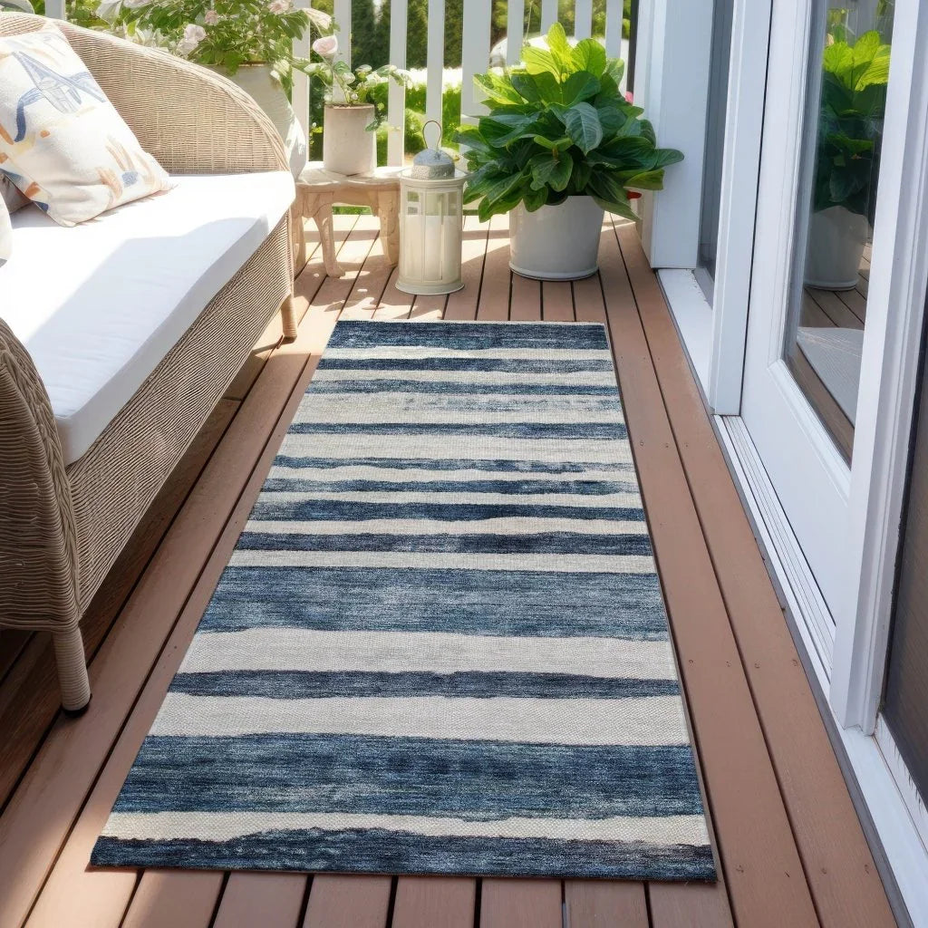 Tramma Blue Washable Indoor - Outdoor Rug - LOOMLAN - LOOMLAN Rugs - Outdoor Rugs