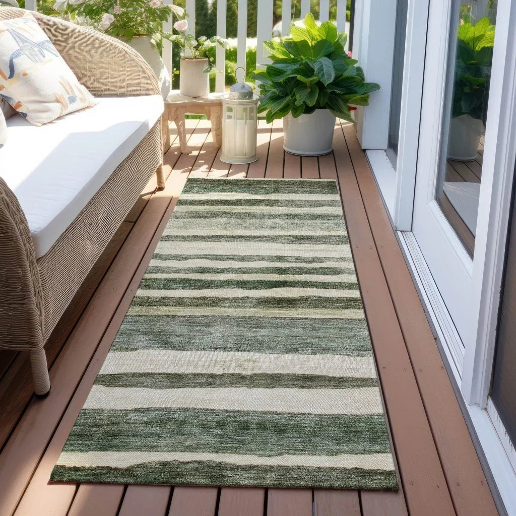 Tramma Green Washable Indoor - Outdoor Rug - LOOMLAN - LOOMLAN Rugs - Outdoor Rugs