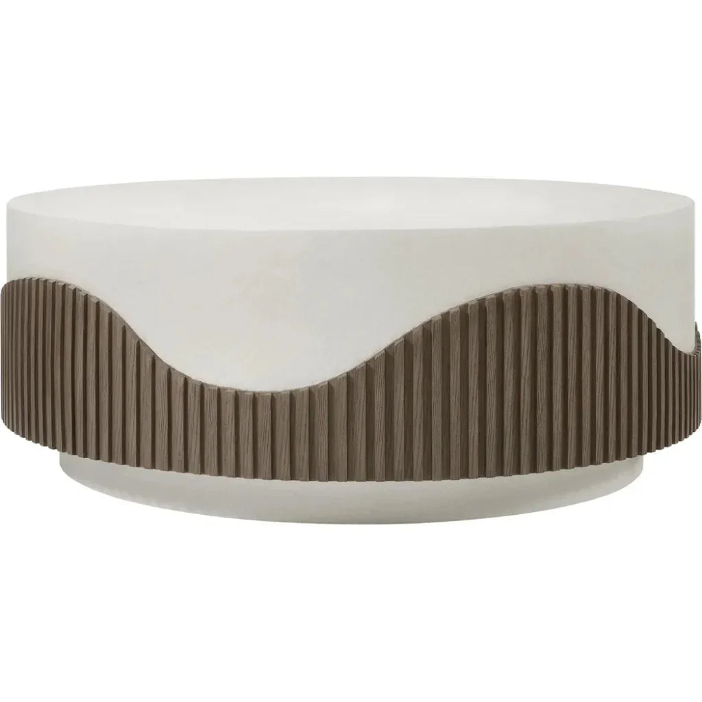 Tranquility Round White Outdoor Coffee Table-Outdoor Coffee Tables-Seasonal Living-LOOMLAN