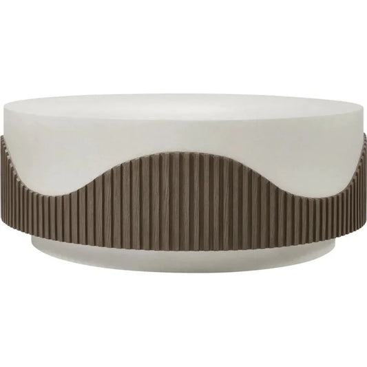 Tranquility Round White Outdoor Coffee Table-Outdoor Coffee Tables-Seasonal Living-LOOMLAN