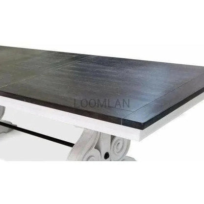 Transitional Extendable Dining Table Trestle-Dining Tables-Sunny D-LOOMLAN