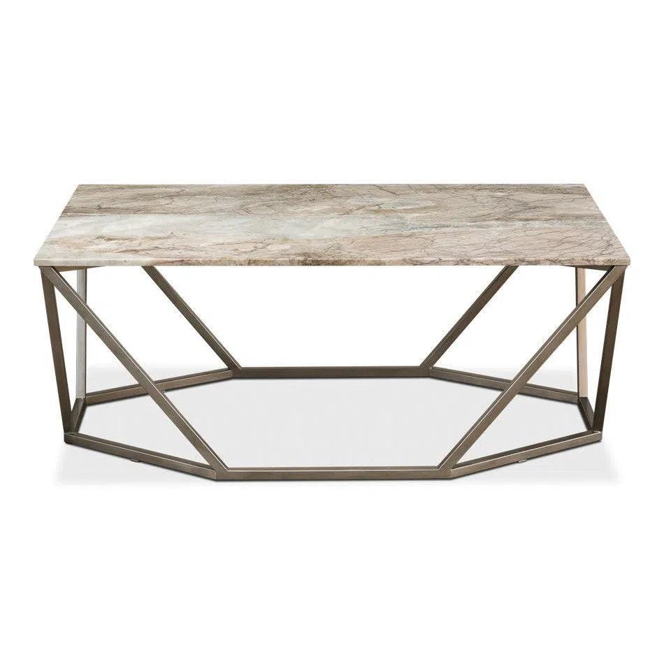 Trapezoid Coffee Table Marble Top - LOOMLAN - Sarreid - Coffee Tables