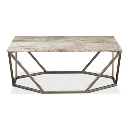 Trapezoid Coffee Table Marble Top - LOOMLAN - Sarreid - Coffee Tables