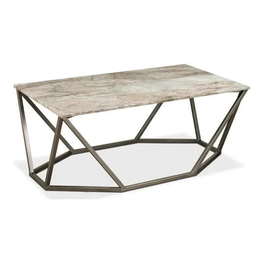 Trapezoid Coffee Table Marble Top - LOOMLAN - Sarreid - Coffee Tables