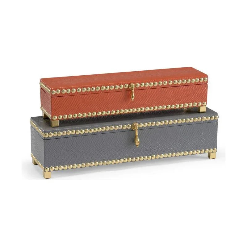 Treasure Faux Cobra Skin Hinged Box (Set of 2) - LOOMLAN - Wildwood - Boxes & Bowls