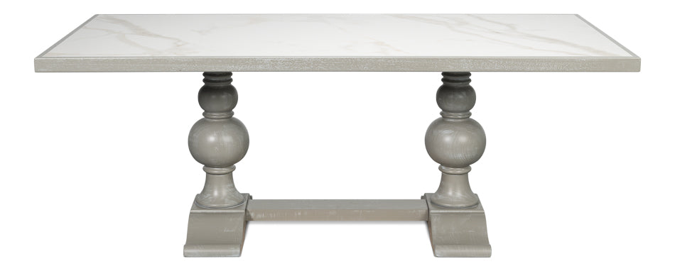 Trestle Porcelain Rectangular Dining Table-Dining Tables-Sarreid-LOOMLAN