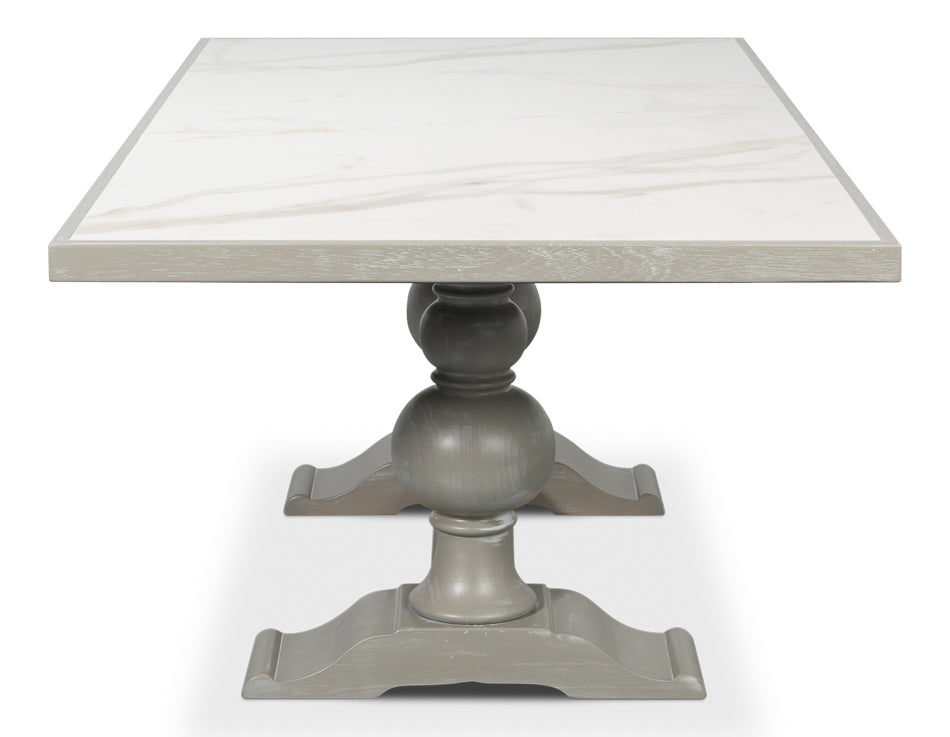 Trestle Porcelain Rectangular Dining Table-Dining Tables-Sarreid-LOOMLAN