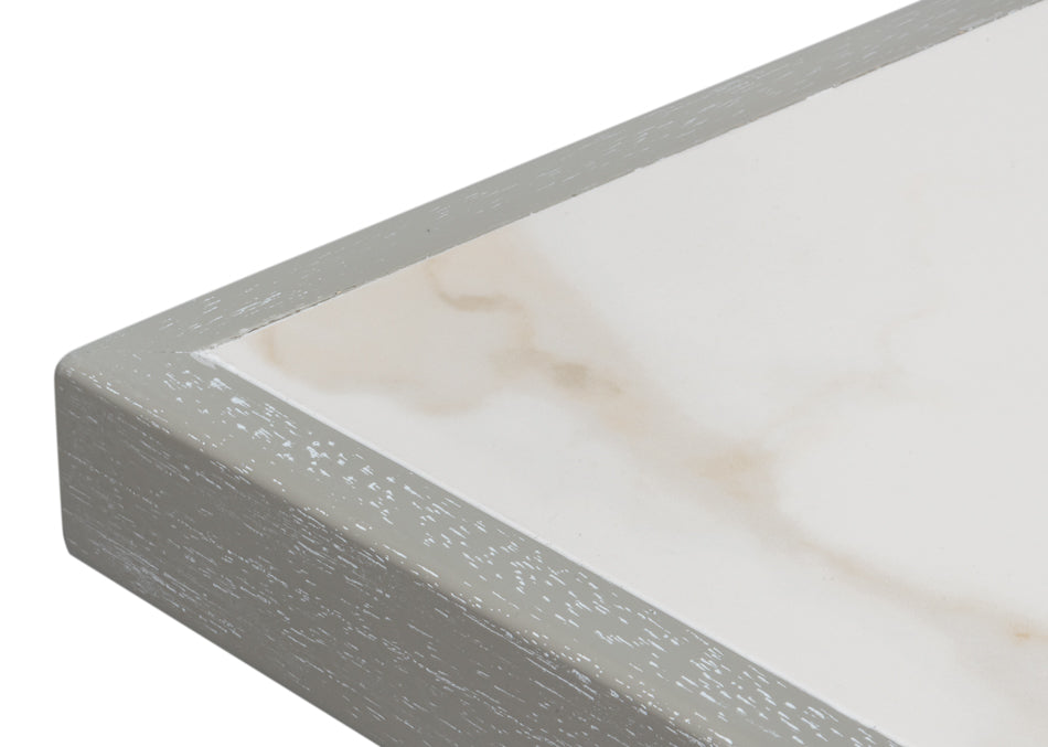 Trestle Porcelain Rectangular Dining Table-Dining Tables-Sarreid-LOOMLAN