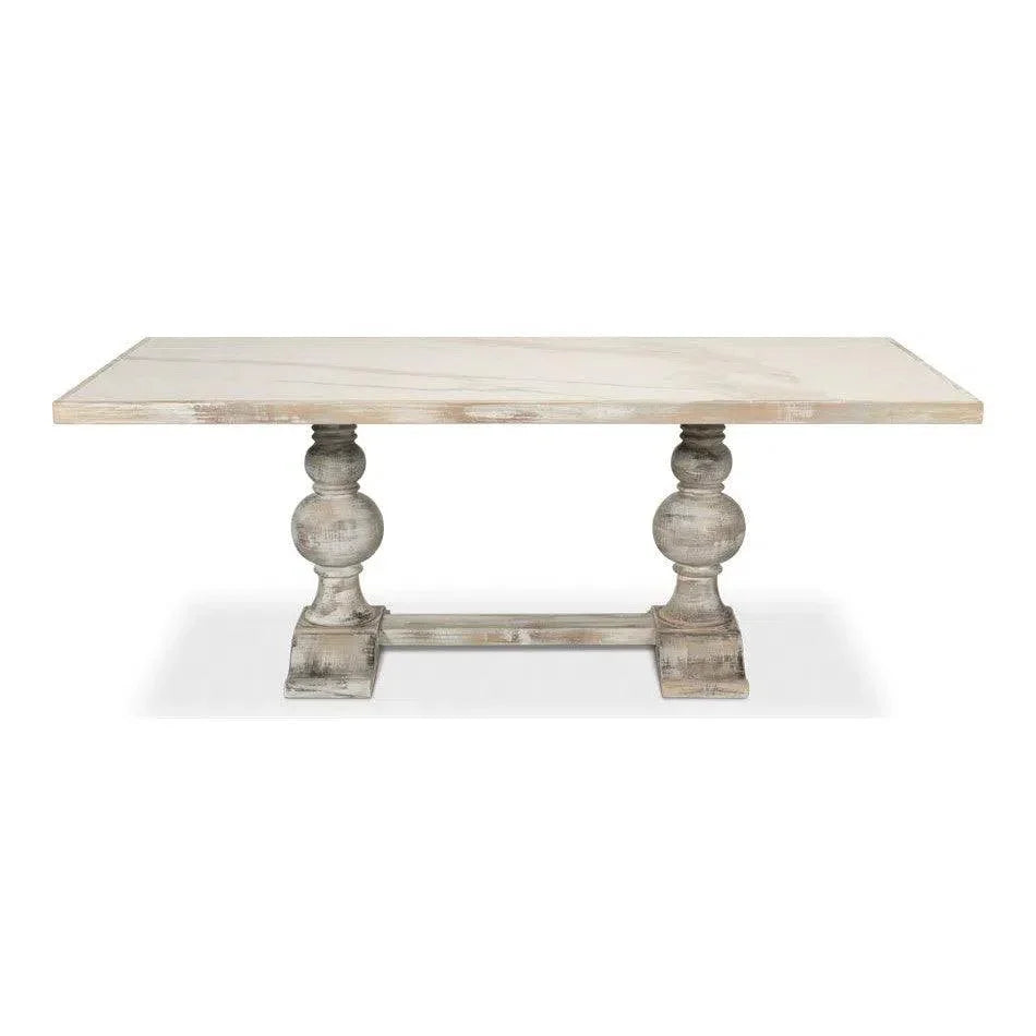 Trestle Porcelain Rectangular Dining Table-Dining Tables-Sarreid-LOOMLAN