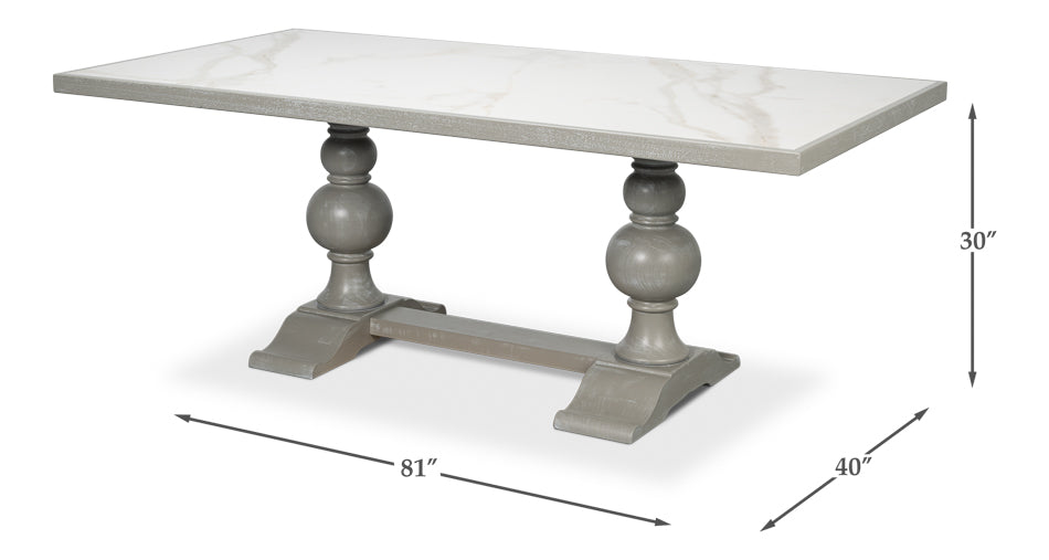 Trestle Porcelain Rectangular Dining Table-Dining Tables-Sarreid-LOOMLAN