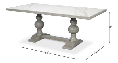Trestle Porcelain Rectangular Dining Table-Dining Tables-Sarreid-LOOMLAN