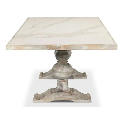 Trestle Porcelain Rectangular Dining Table-Dining Tables-Sarreid-LOOMLAN