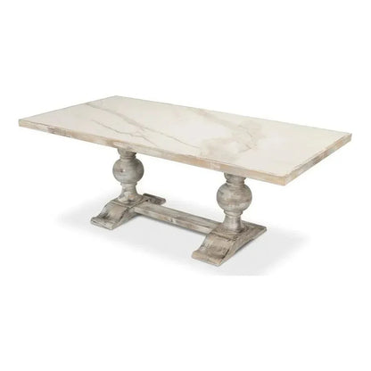 Trestle Porcelain Rectangular Dining Table-Dining Tables-Sarreid-LOOMLAN