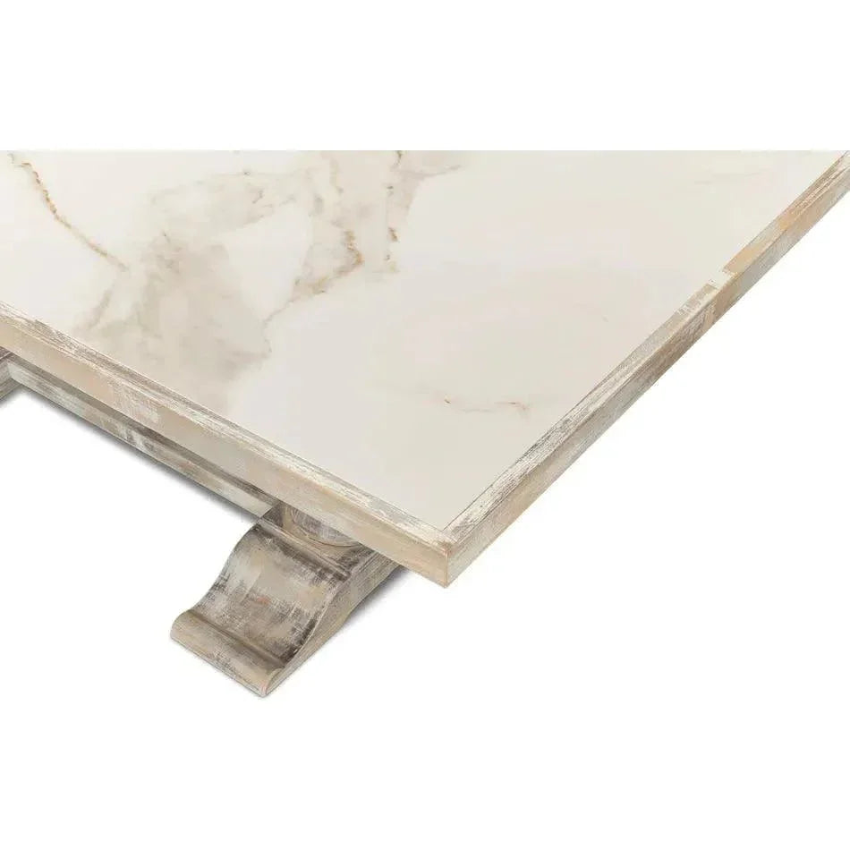 Trestle Porcelain Rectangular Dining Table-Dining Tables-Sarreid-LOOMLAN