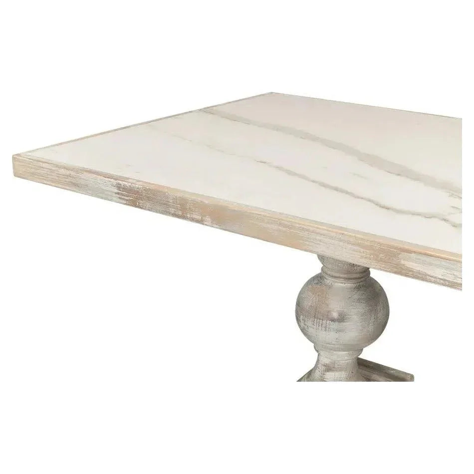 Trestle Porcelain Rectangular Dining Table-Dining Tables-Sarreid-LOOMLAN