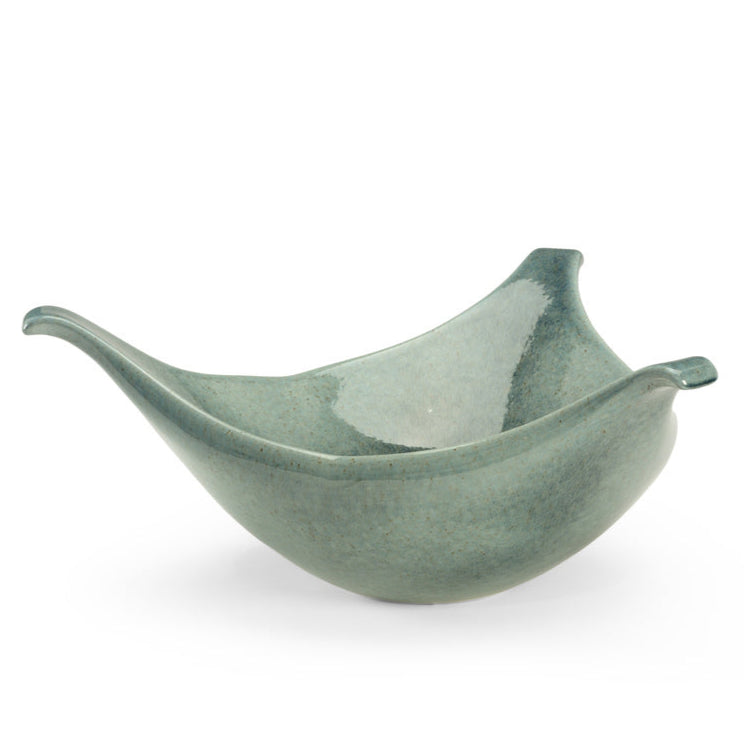Tri Handle Green Glazed Ceramic Bowl