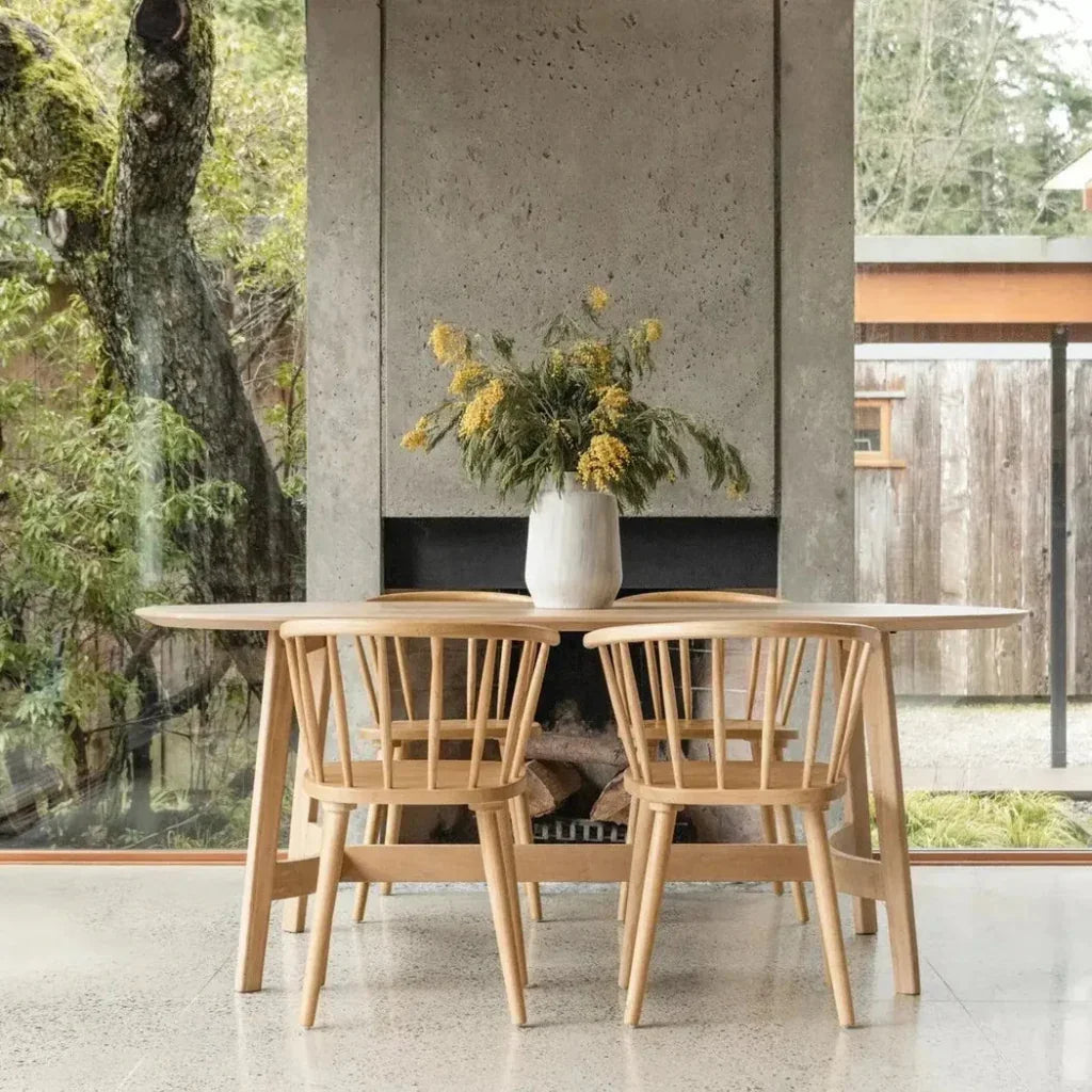 Trie Scandinavian Oak Wood Oval Dining Table-Dining Tables-Moe's Home-LOOMLAN