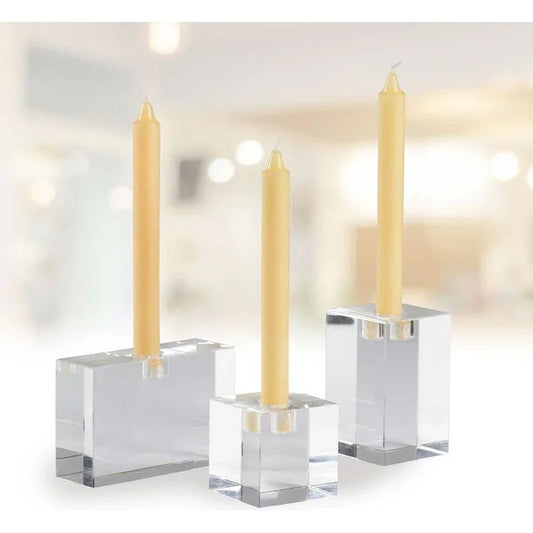 Trifoil Crystal Made Candleholders (Set Of 3) - LOOMLAN - Chelsea House - Candle Holders