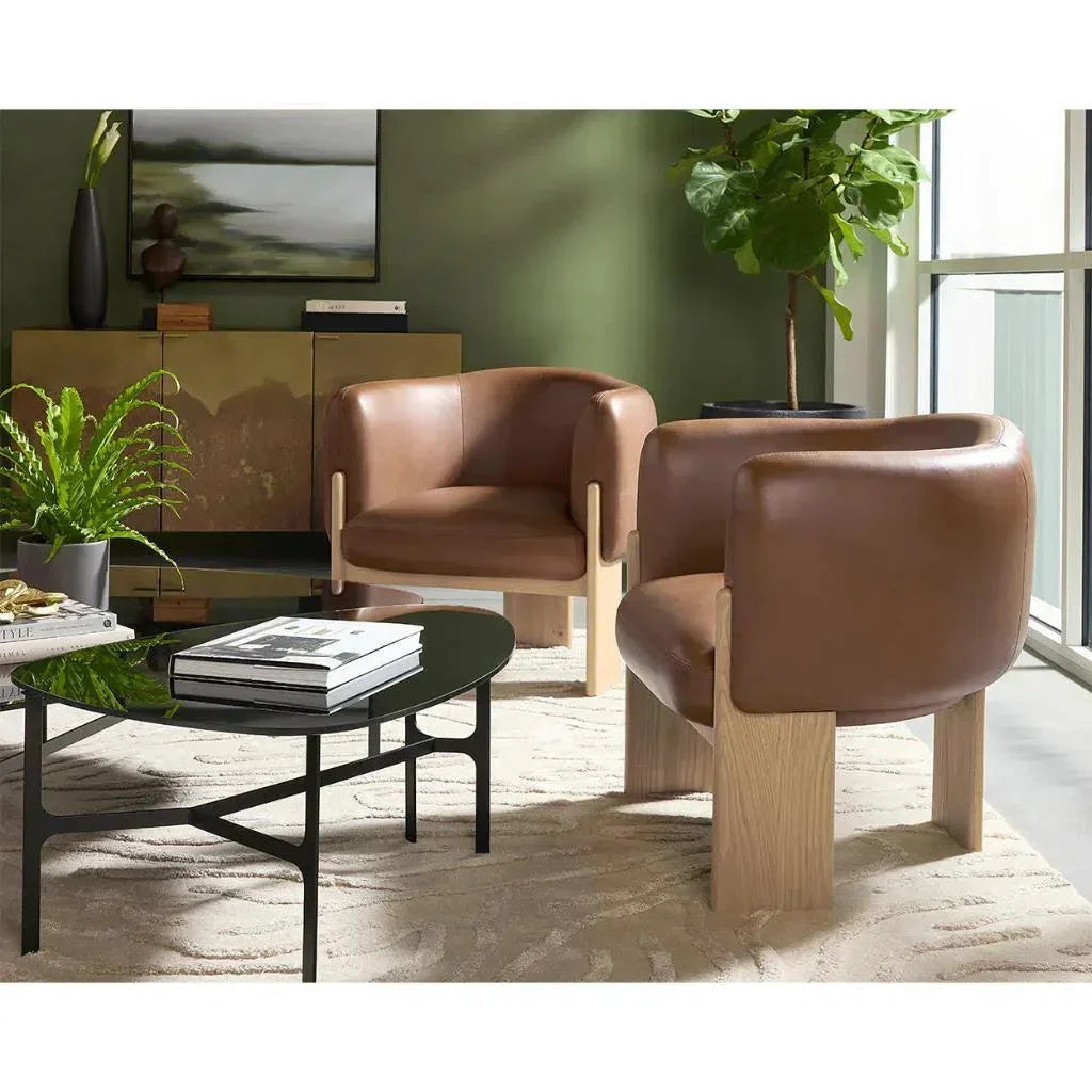 Trine Leather Luxurious Lounge Chair - LOOMLAN - SUNPAN - Club Chairs