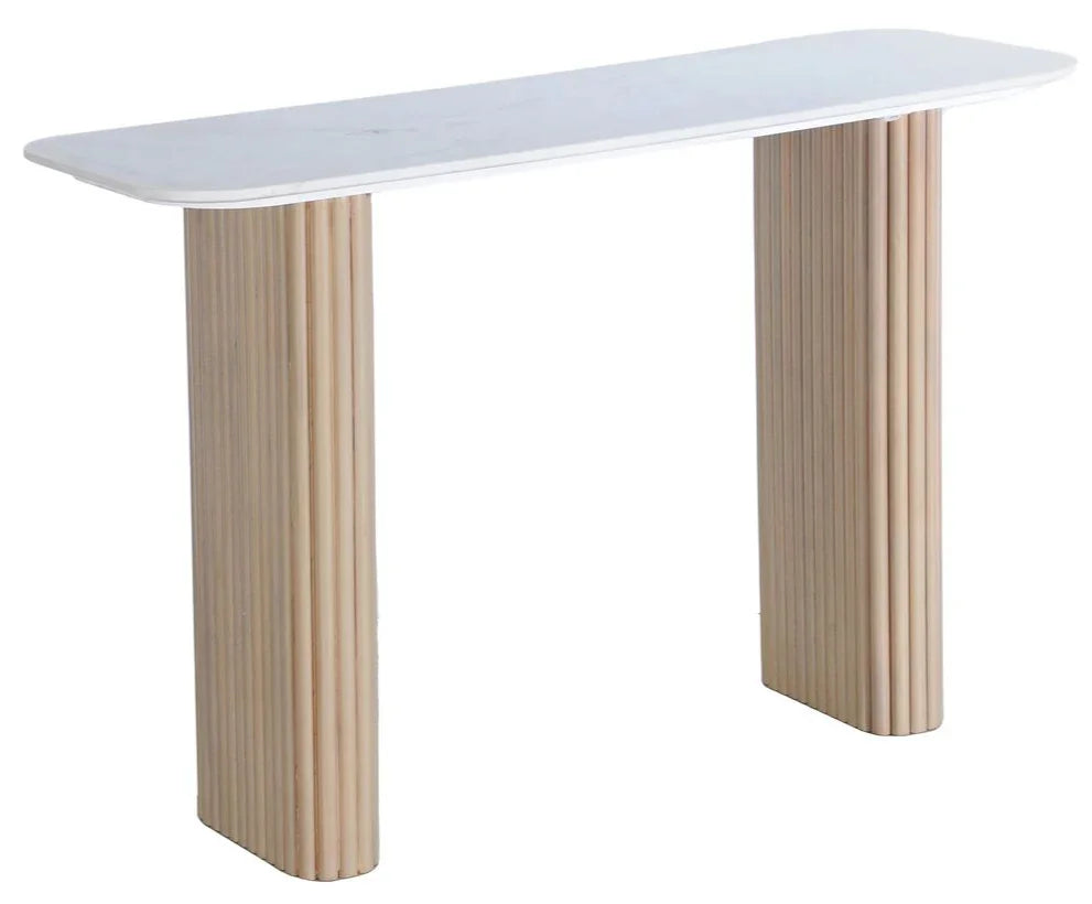 Trivana White Marble Top Console Table