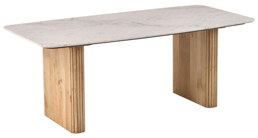 Trivana White Marble Top Rectangular Dining Table-Dining Tables-LOOMLAN-LOOMLAN