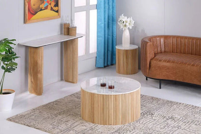 Trivana White Marble Top Side Table