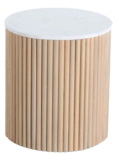 Trivana White Marble Top Side Table