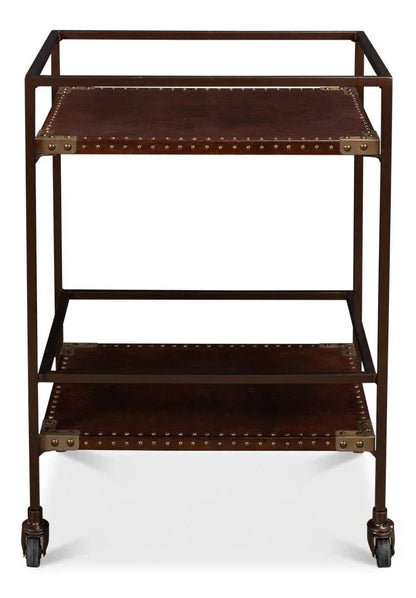 Trolley Metal Framed Rectangular Side Table - LOOMLAN - Sarreid - Side Tables