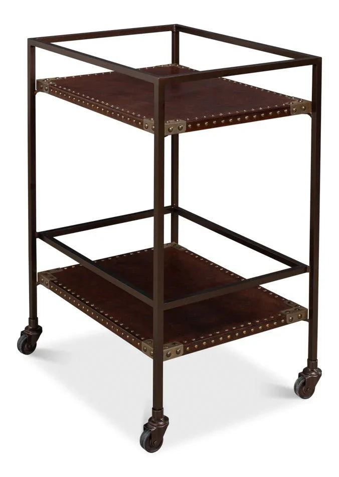 Trolley Metal Framed Rectangular Side Table - LOOMLAN - Sarreid - Side Tables