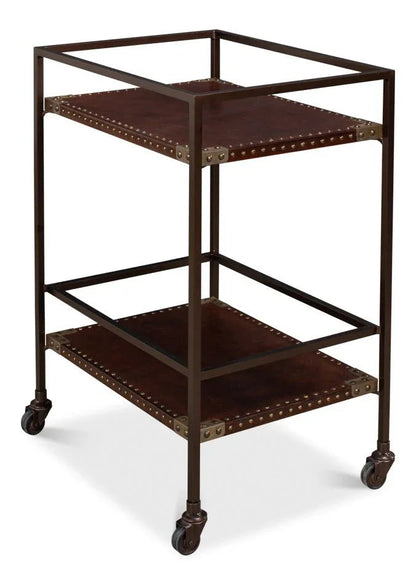Trolley Metal Framed Rectangular Side Table - LOOMLAN - Sarreid - Side Tables