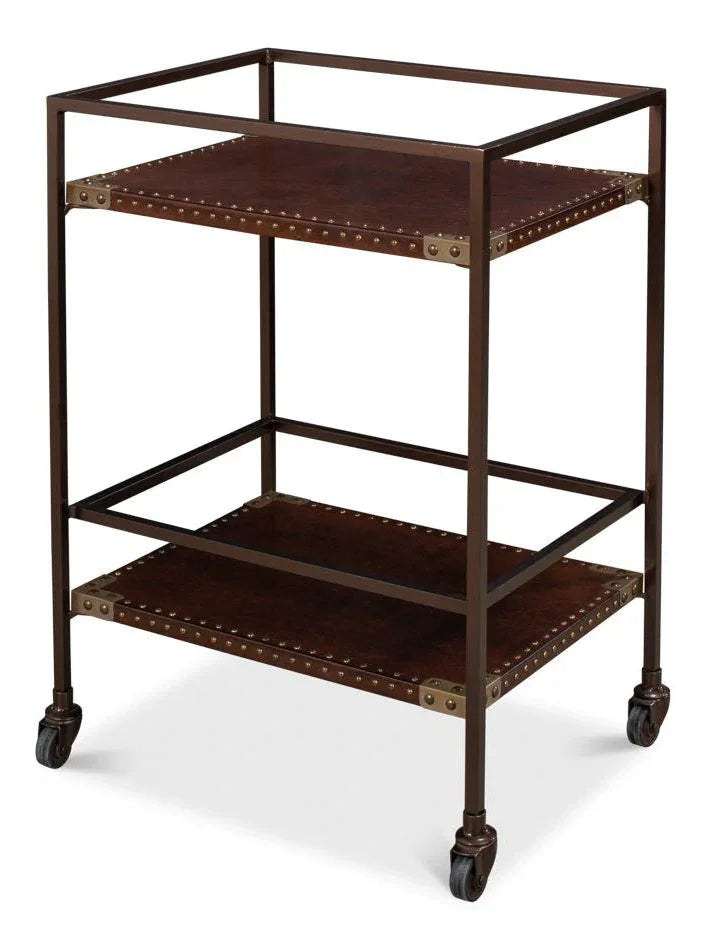 Trolley Metal Framed Rectangular Side Table - LOOMLAN - Sarreid - Side Tables