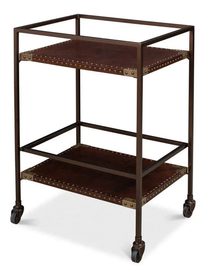 Trolley Metal Framed Rectangular Side Table - LOOMLAN - Sarreid - Side Tables