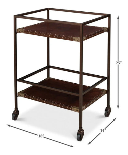 Trolley Metal Framed Rectangular Side Table - LOOMLAN - Sarreid - Side Tables