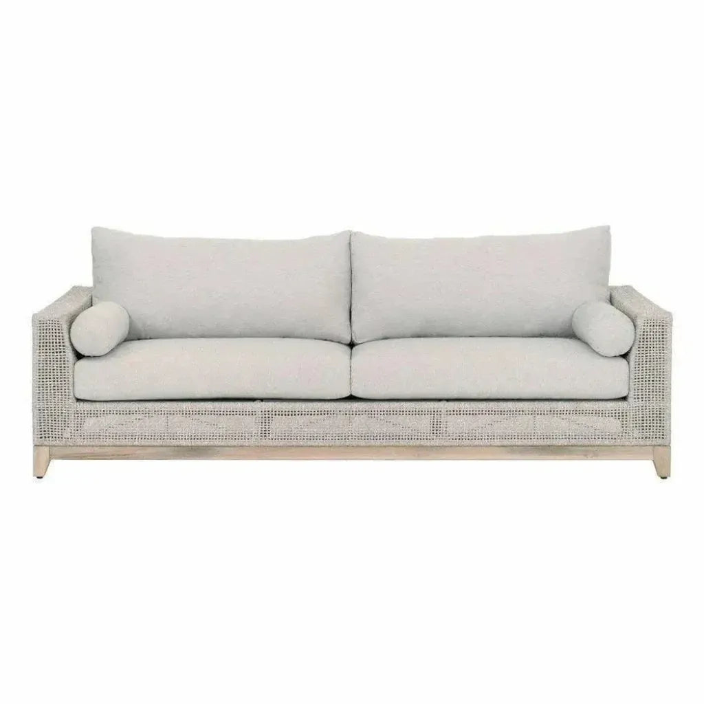 Tropez Outdoor 90" Sofa Taupe Rope Pumice Gray Teak - LOOMLAN - Essentials For Living - Outdoor Sofas & Loveseats