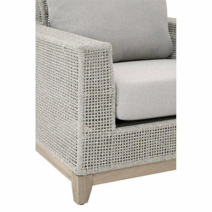 Tropez Outdoor Lounge Chair Taupe White Rope-Outdoor Lounge Chairs-Essentials For Living-LOOMLAN