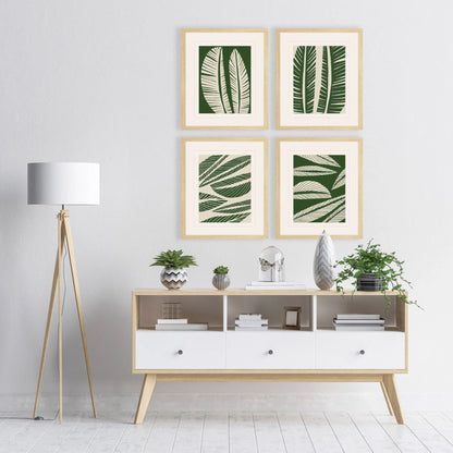 Tropical Flourish Green Framed Wall Art 4PC