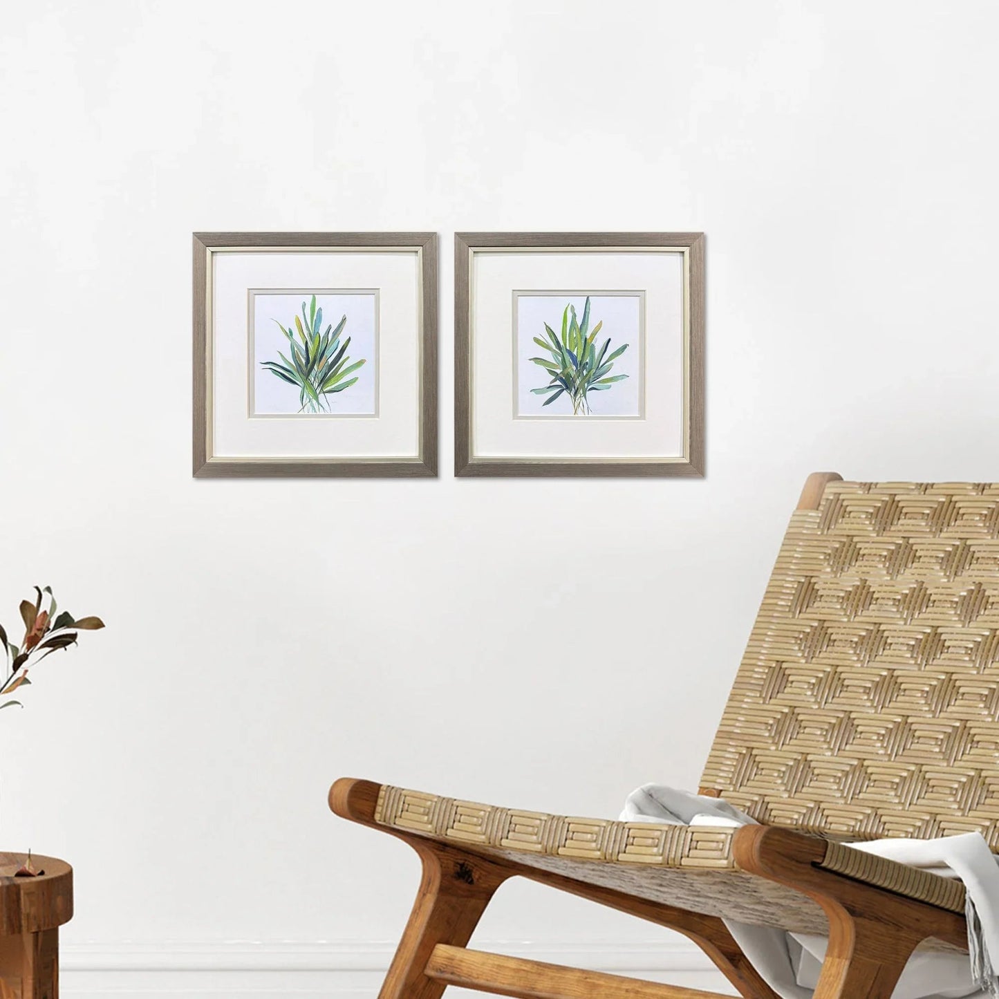Tropical Leaves Green Framed Wall Art 2PC