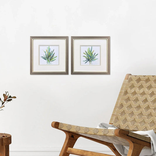 Tropical Leaves Green Framed Wall Art 2PC