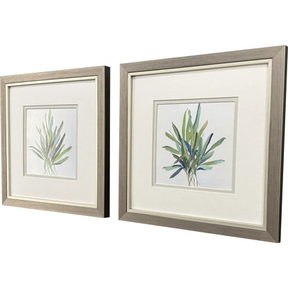 Tropical Leaves Green Framed Wall Art 2PC