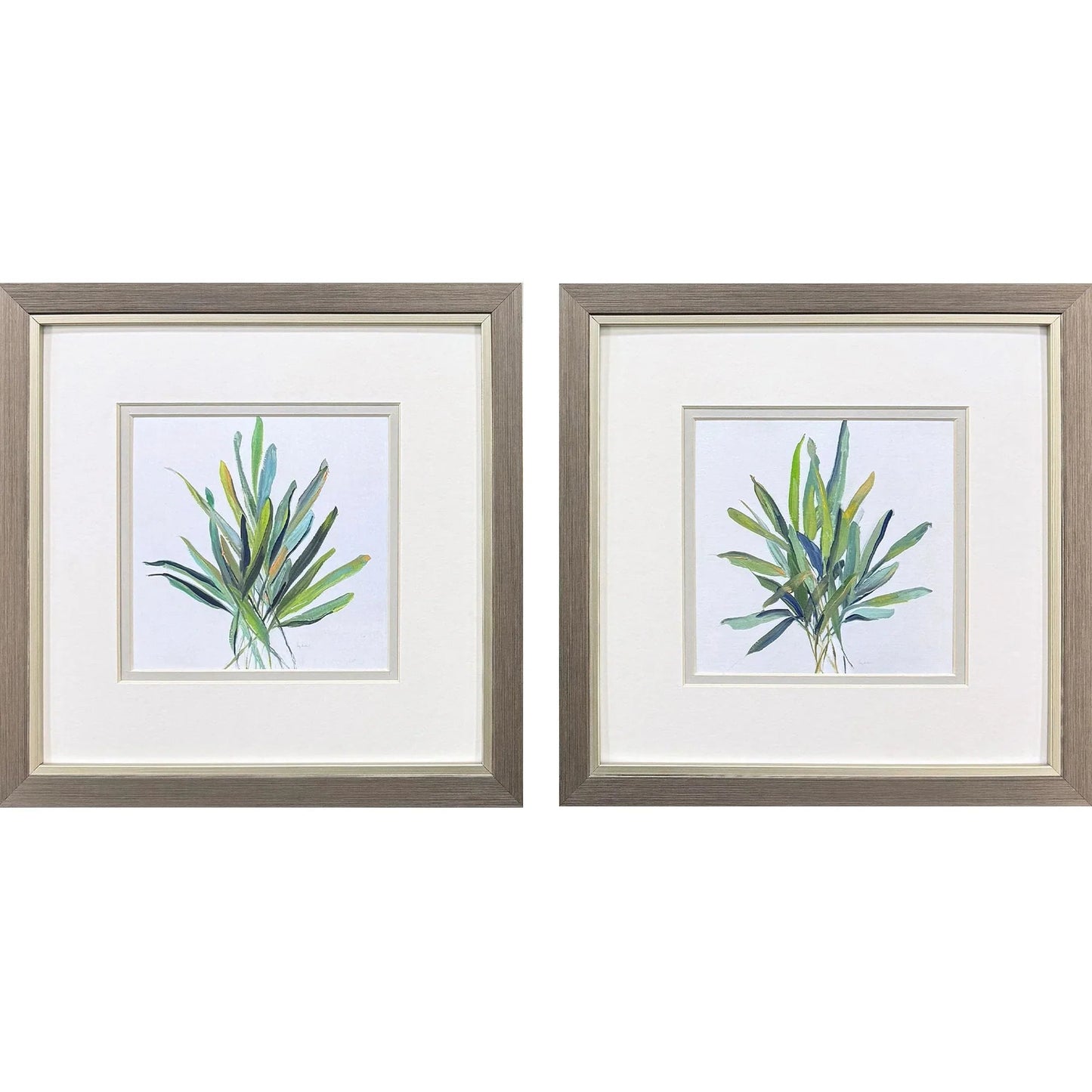 Tropical Leaves Green Framed Wall Art 2PC