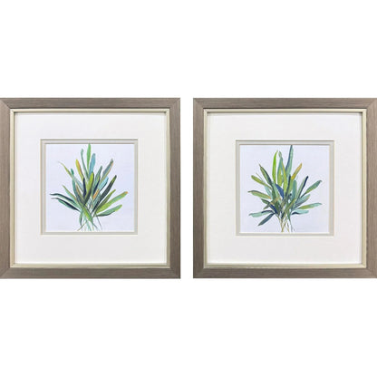 Tropical Leaves Green Framed Wall Art 2PC