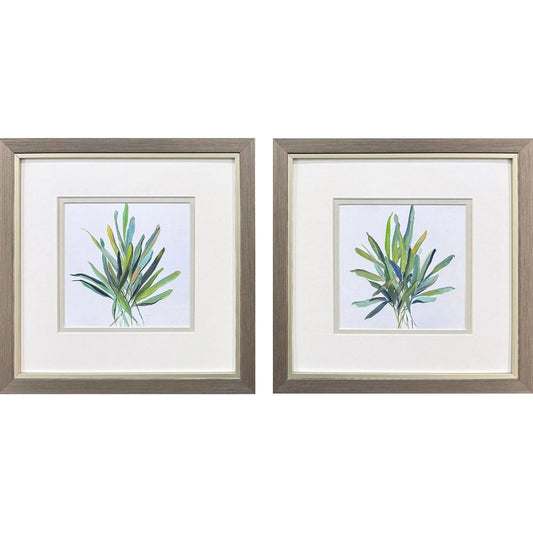 Tropical Leaves Green Framed Wall Art 2PC