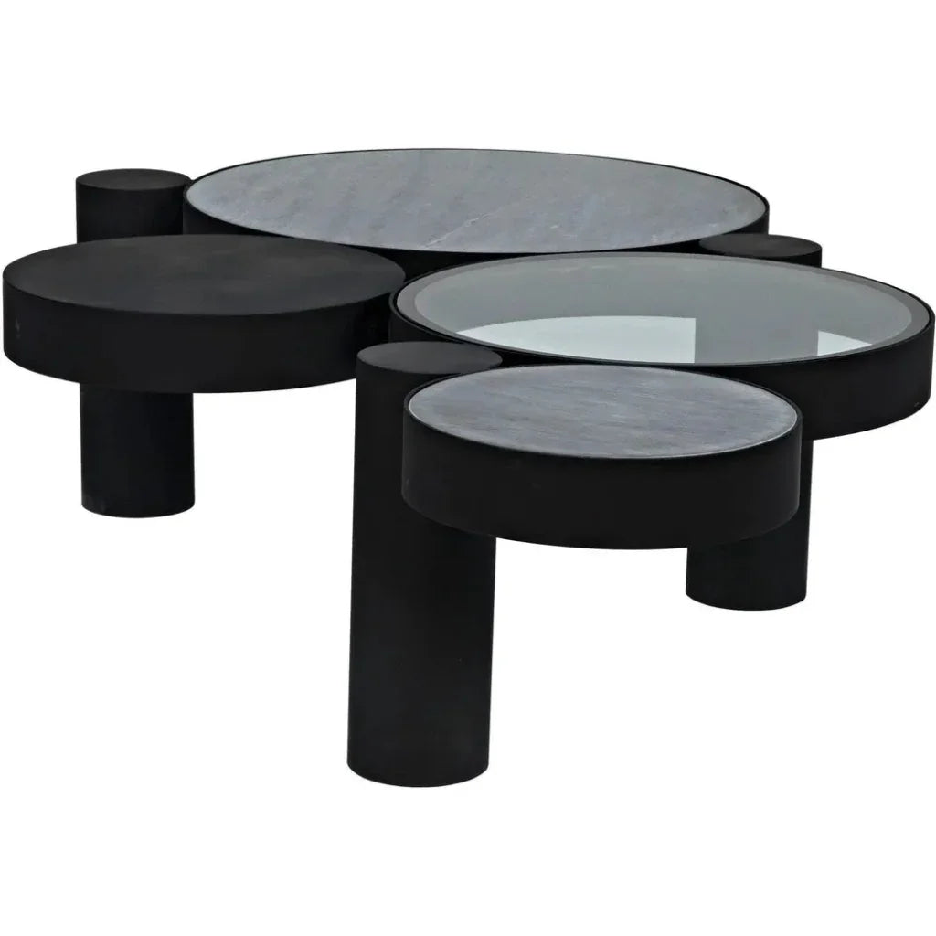 Trypo Steel and Glass Geometric Coffee Table - LOOMLAN - Noir - Coffee Tables
