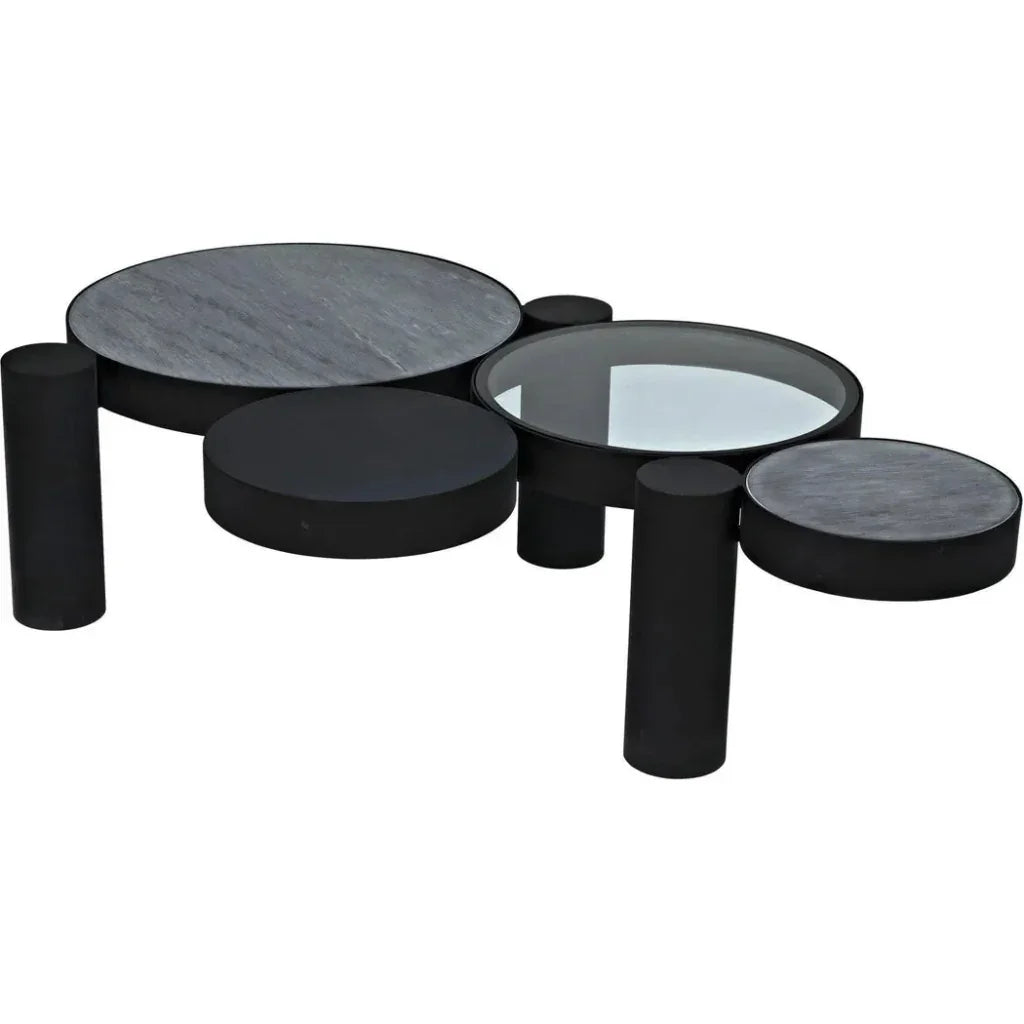 Trypo Steel and Glass Geometric Coffee Table - LOOMLAN - Noir - Coffee Tables