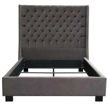Tufted Grey Bed Frame with Wingback - LOOMLAN - Diamond Sofa - Beds