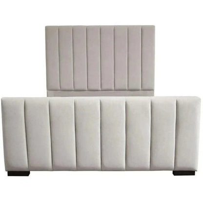 Tufted Light Grey Velvet Bed Frame - LOOMLAN - Diamond Sofa - Beds
