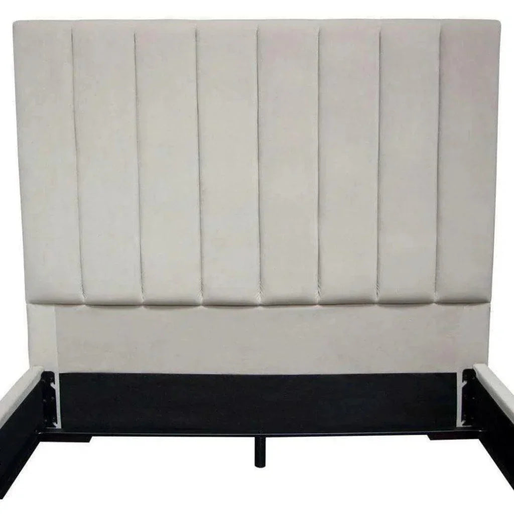 Tufted Light Grey Velvet Bed Frame - LOOMLAN - Diamond Sofa - Beds