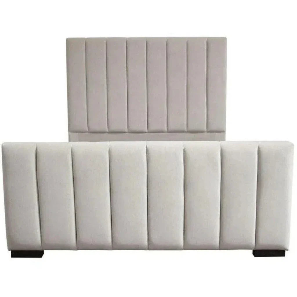 Tufted Light Grey Velvet Bed Frame - LOOMLAN - Diamond Sofa - Beds