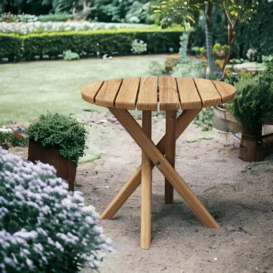 Tulum Round Teak Outdoor Side Table - LOOMLAN - HiTeak - Outdoor Side Tables